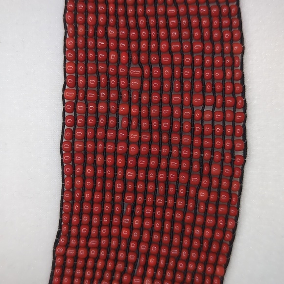 Vtg Glass Bead Wood‎ Stretchy Elastic Belt Burnt Orange Belt Women OS Bohemian Vtg Glass Bead Wood Stretchy Elastic Belt Burnt Orange‎ Belt  main image 3